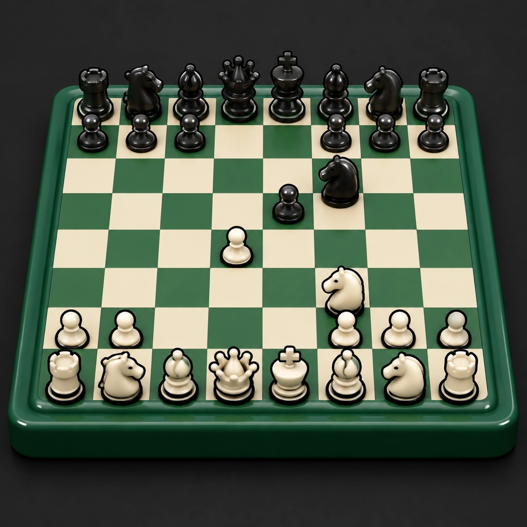 Illustrated green and cream chessboard in the style of RoChess!